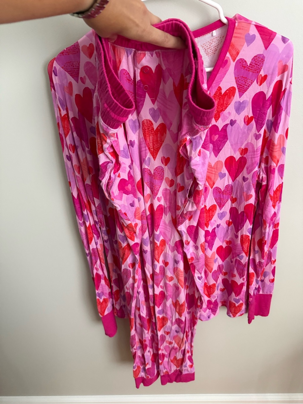 Little Sleepies Women's Medium Set Pink Hearts & Crafts Joggers and Long Sleeve - Picture 4 of 5